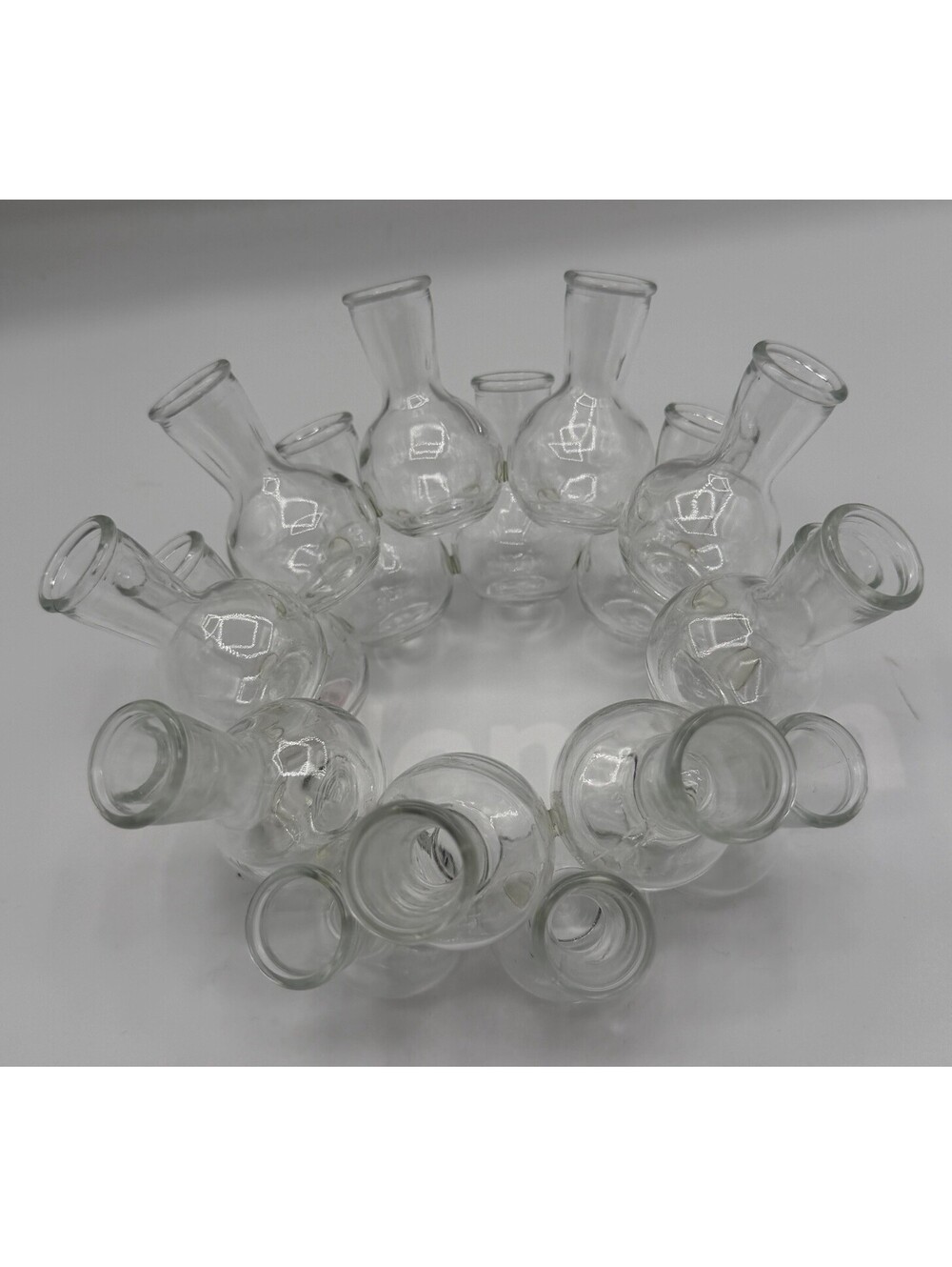 VTG Clear Glass Bud Vase Flower Cluster Ring Fused Propagation Bulbs MCM EUC